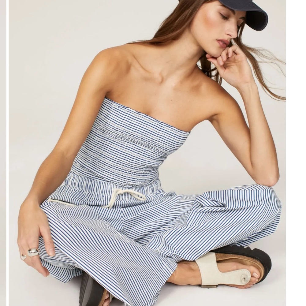 Striped Strapless Jumpsuit